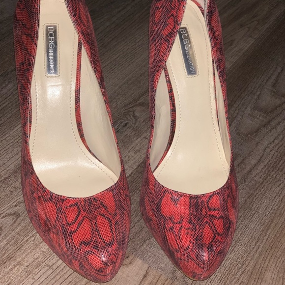 BCB Generation Red Snake Pattern Heels, Party Shoe, Pointy Toe, Stilettos Heels - Picture 4 of 7